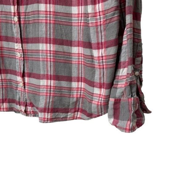 J. Crew Gray and Red Plaid Cotton Flannel Button Down Shirt, XL - Picture 6 of 6